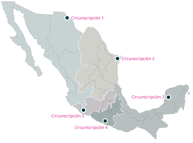 Mapa Nacional con división por circunscripciones